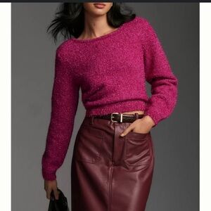 Anthropologie Eyelash Tinsel Sweater